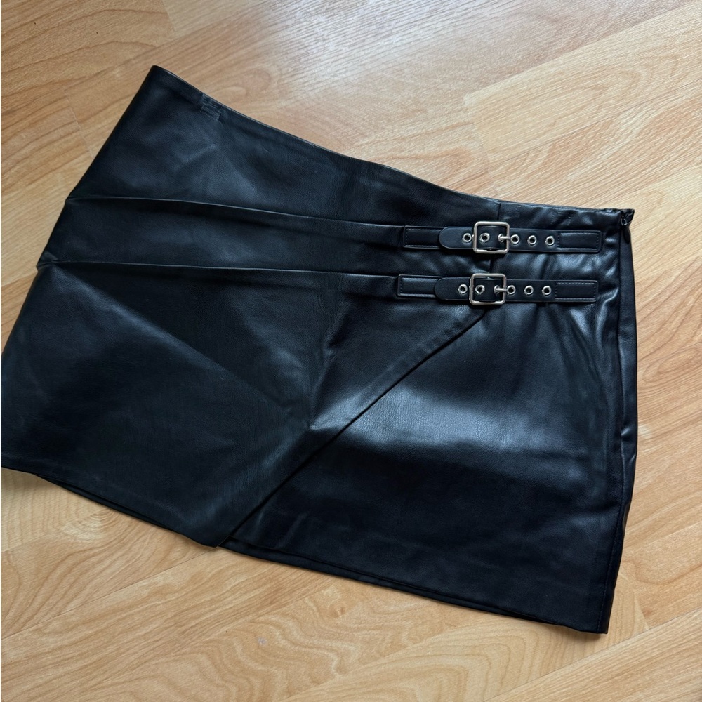 Zara Black Mini Skirt with Buckle Detail